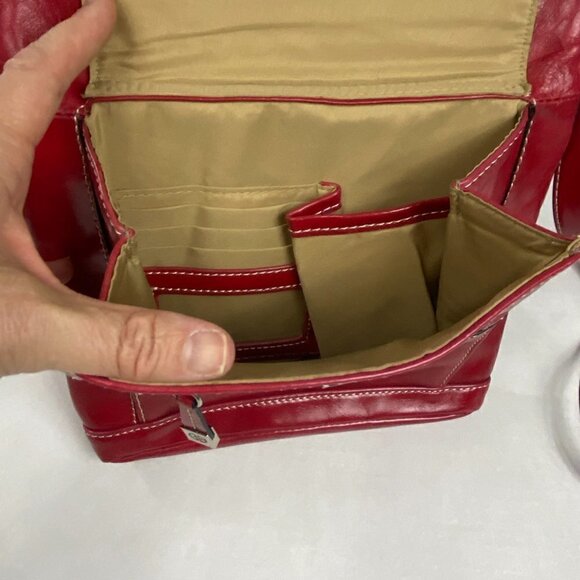 Giani Bernini Vintage Red Leather Venice Crossbody Organizer Handbag - Picture 7 of 12